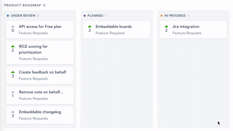 Feature voting on roadmap